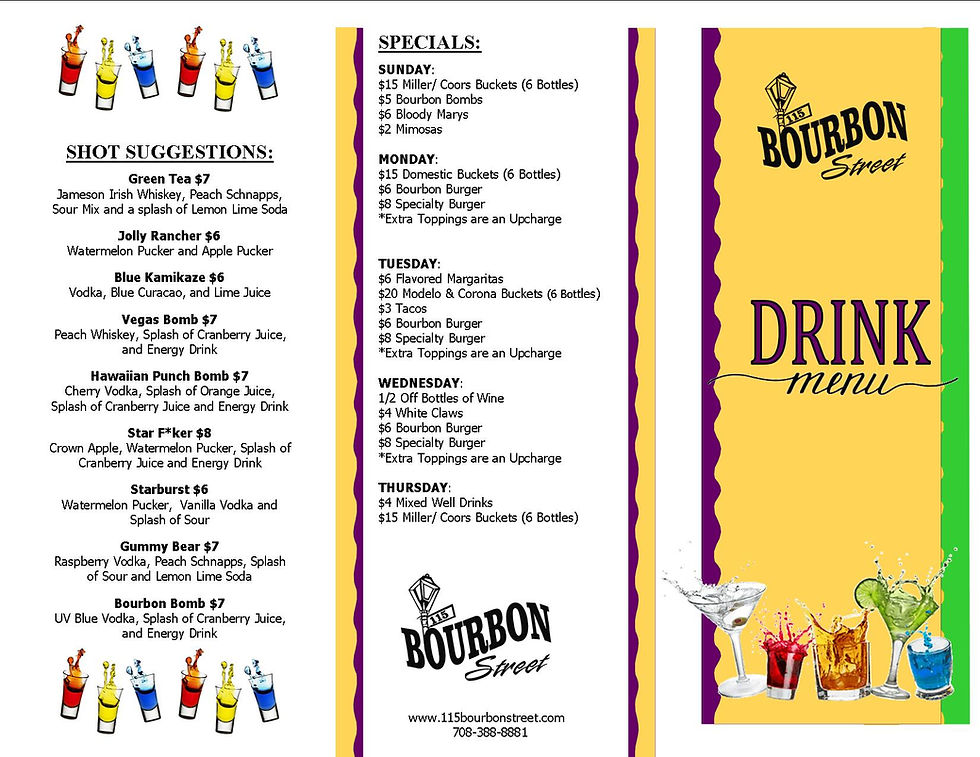 Bourbon Street's Lunch &amp; Dinner Menu + Specials